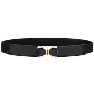 Womens Skinny Elastic Black Belt Stretchy Bow Belt For Women Dresses 8783